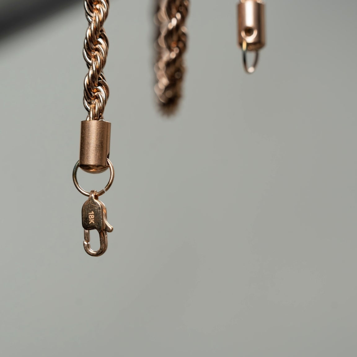 CADENA TEJIDO LARGO ORO ROSA 6MM X 65CMTS HOMBRE